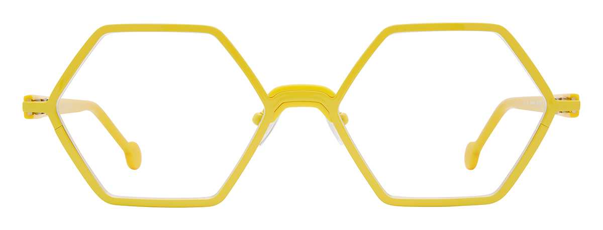 Yellow, metal hexagonal frames