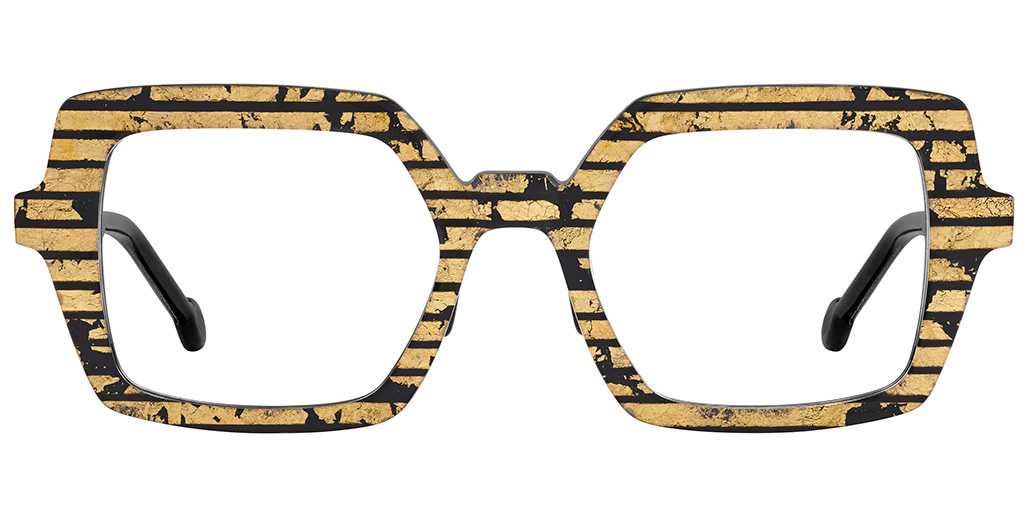 Yellow, metal hexagonal frames